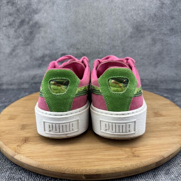 Puma Suede Platform Shoes Mens Size 7 Pink Green Low Top Casual Sneakers - Picture 4 of 9